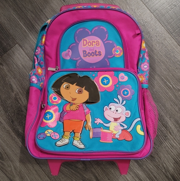 Dora The Explorer Rolling Backpack With Wheels Suitcase Boots Carrying - Picture 3 of 8